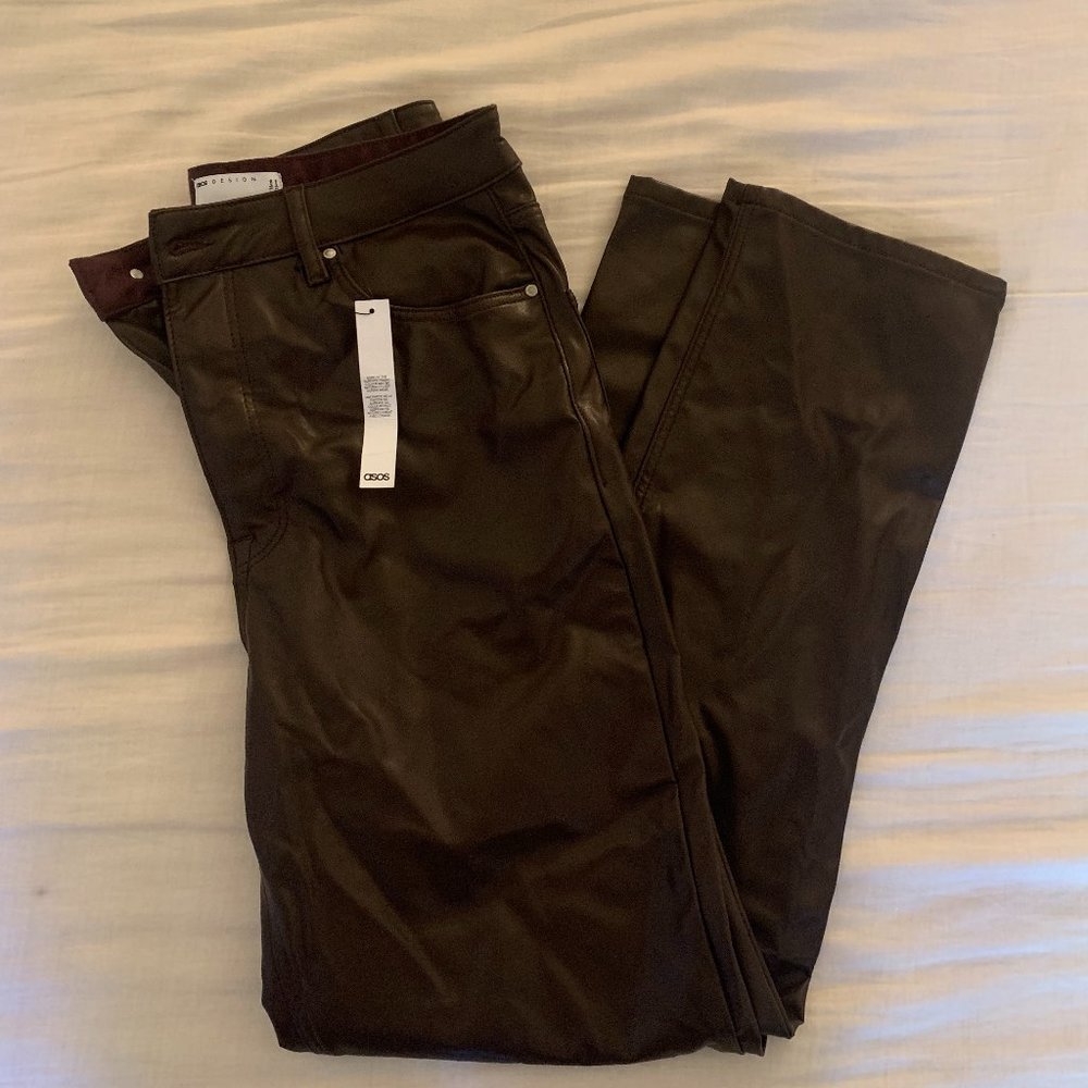 Asos Brown Faux Leather Pants